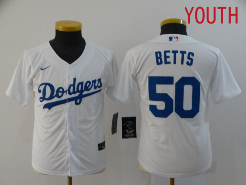 Youth Los Angeles Dodgers #50 Betts White Nike Game MLB Jerseys->women mlb jersey->Women Jersey
